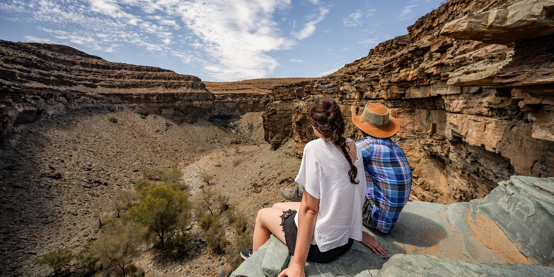 Two people in the Fish River Canyon, Namibia