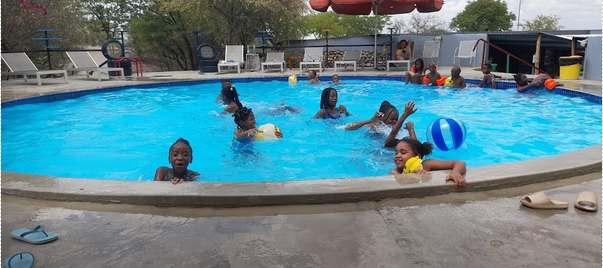children in the pool