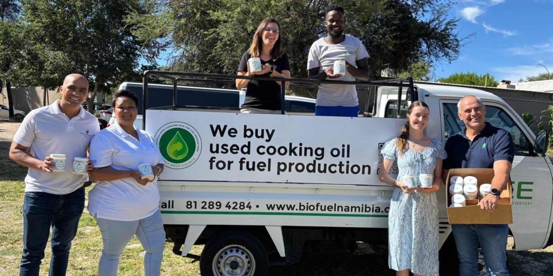 Gondwana staff receiving recycled biological treatment product from BEE Biofuel Namibia.
