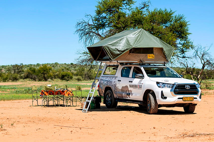 Namibia2Go Mietwagen, Dachzelt, Campingtisch, Namibia