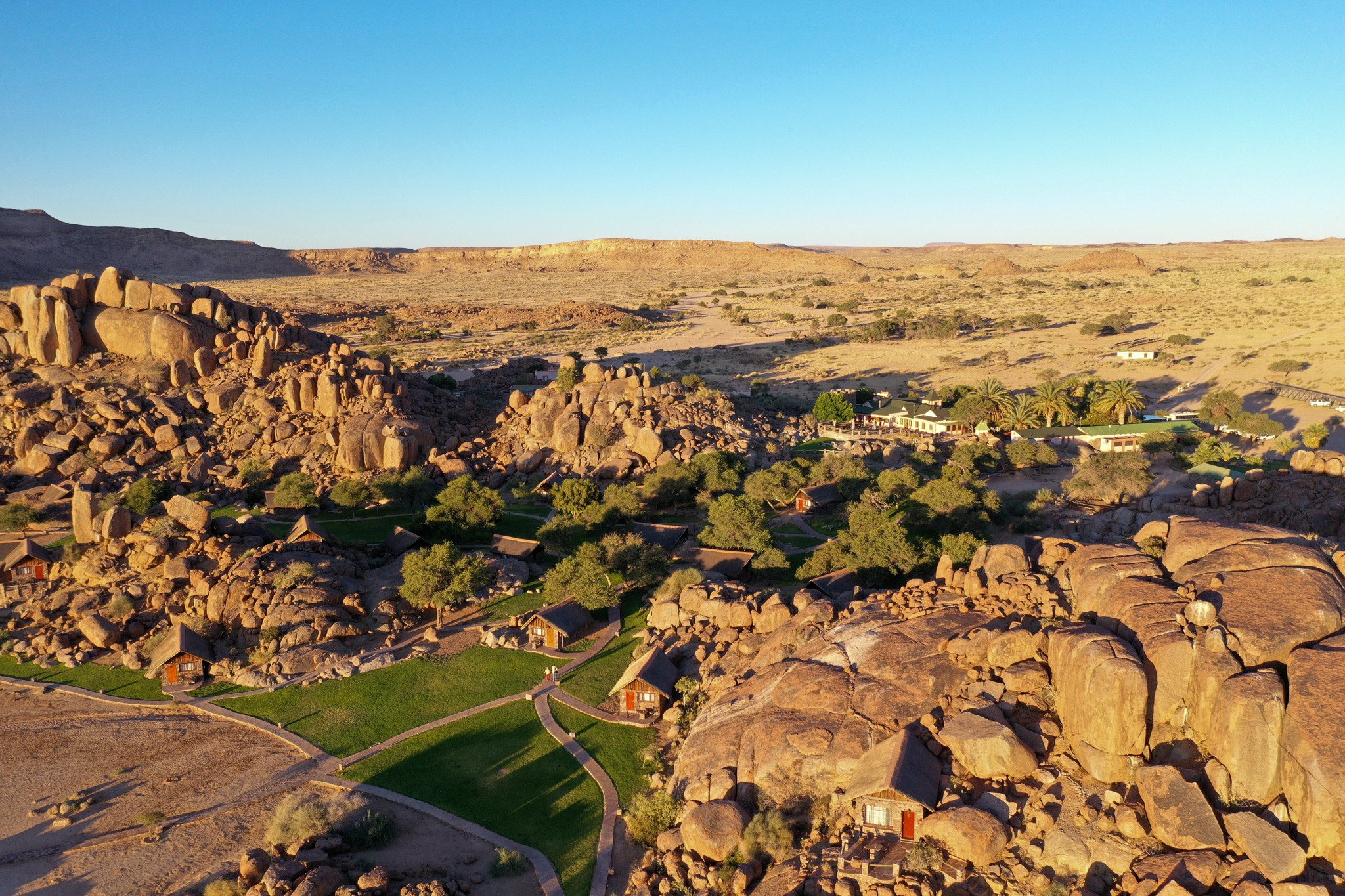 Canyon Lodge, Aerial View on fish River Canyon area, Namibia