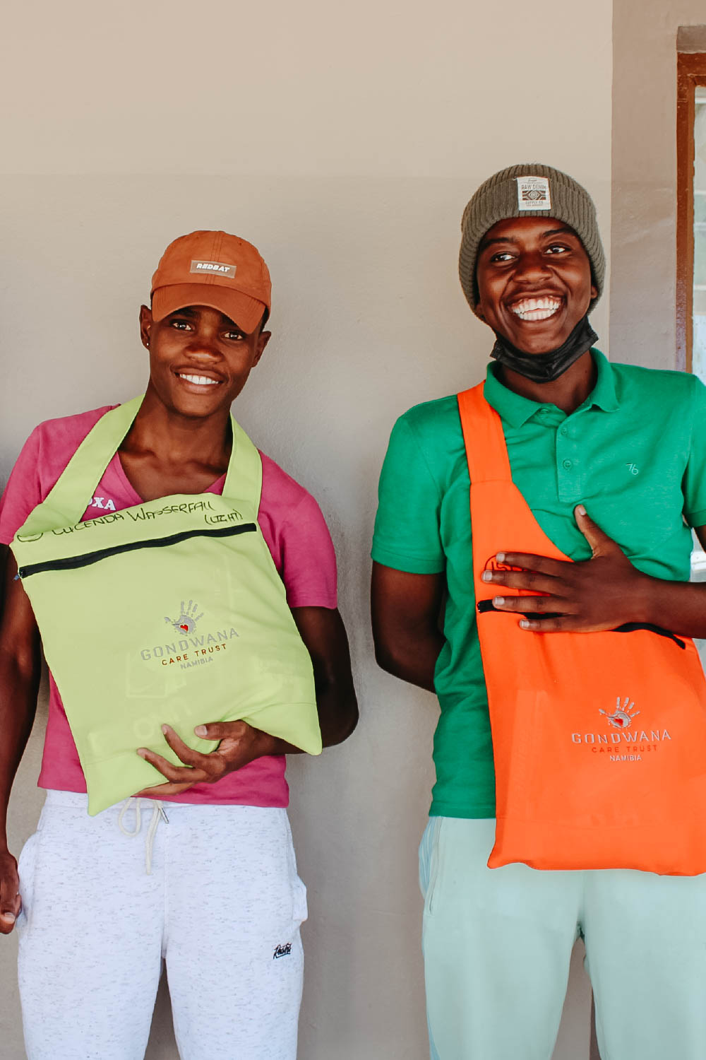 Namibian youth receiving Christmas Bags