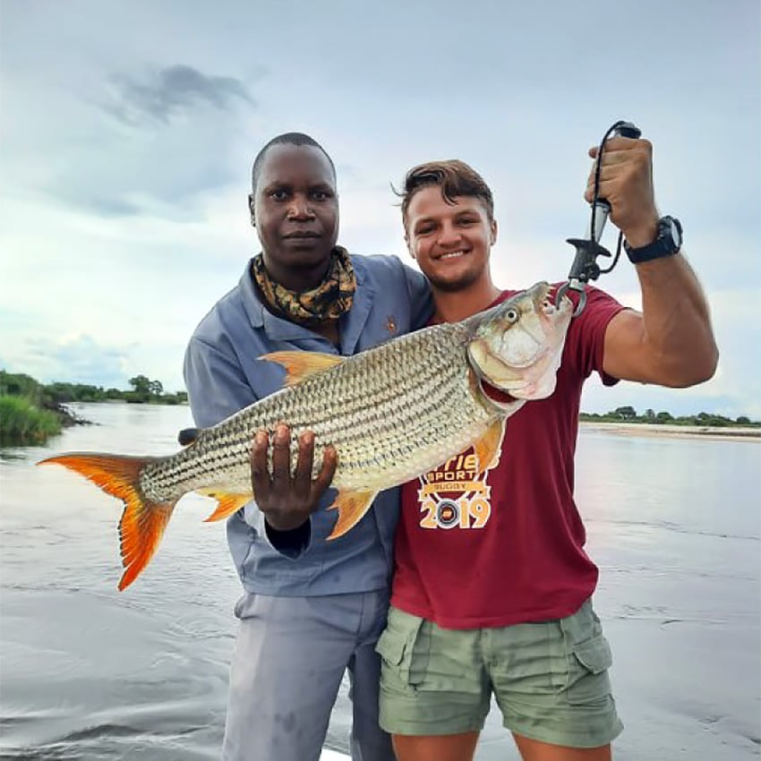 Angler celebrating a catch in Namibia