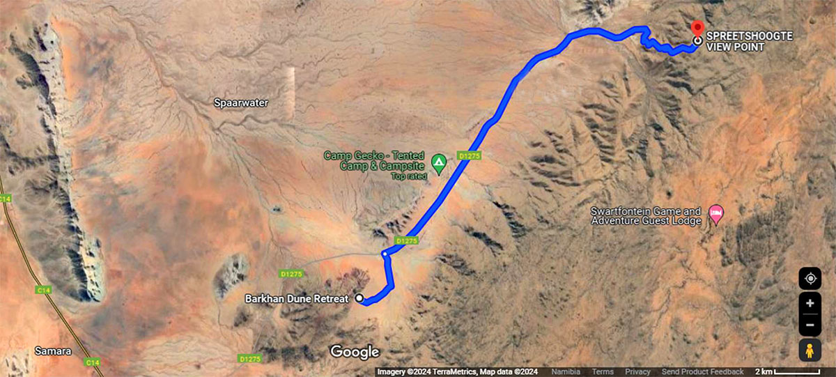 Google maps, extract, Namibia