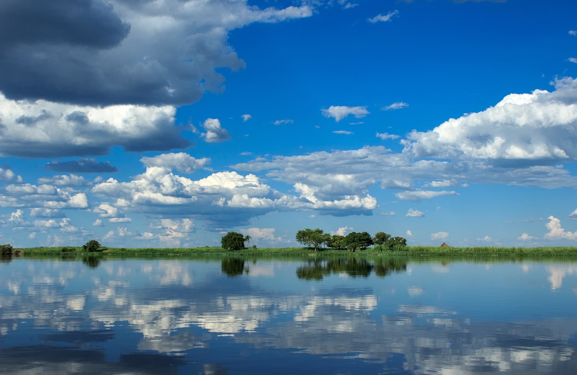 Zambezi River with cloud reflection