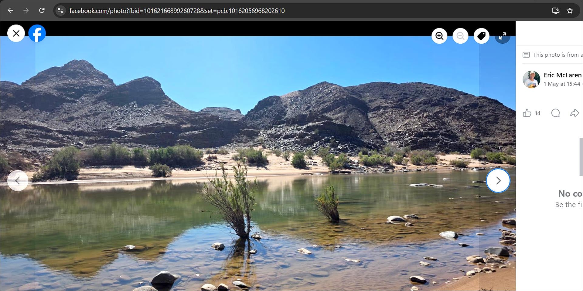 Fließt am Endpunkt des Fish River Canyon Trails in voller Breite Fischfluss laut Facebook-Post Eric McLaren aufgenommen Phil und Henriette Voigt nahe |Ai-|Ais 1 Mai 2026