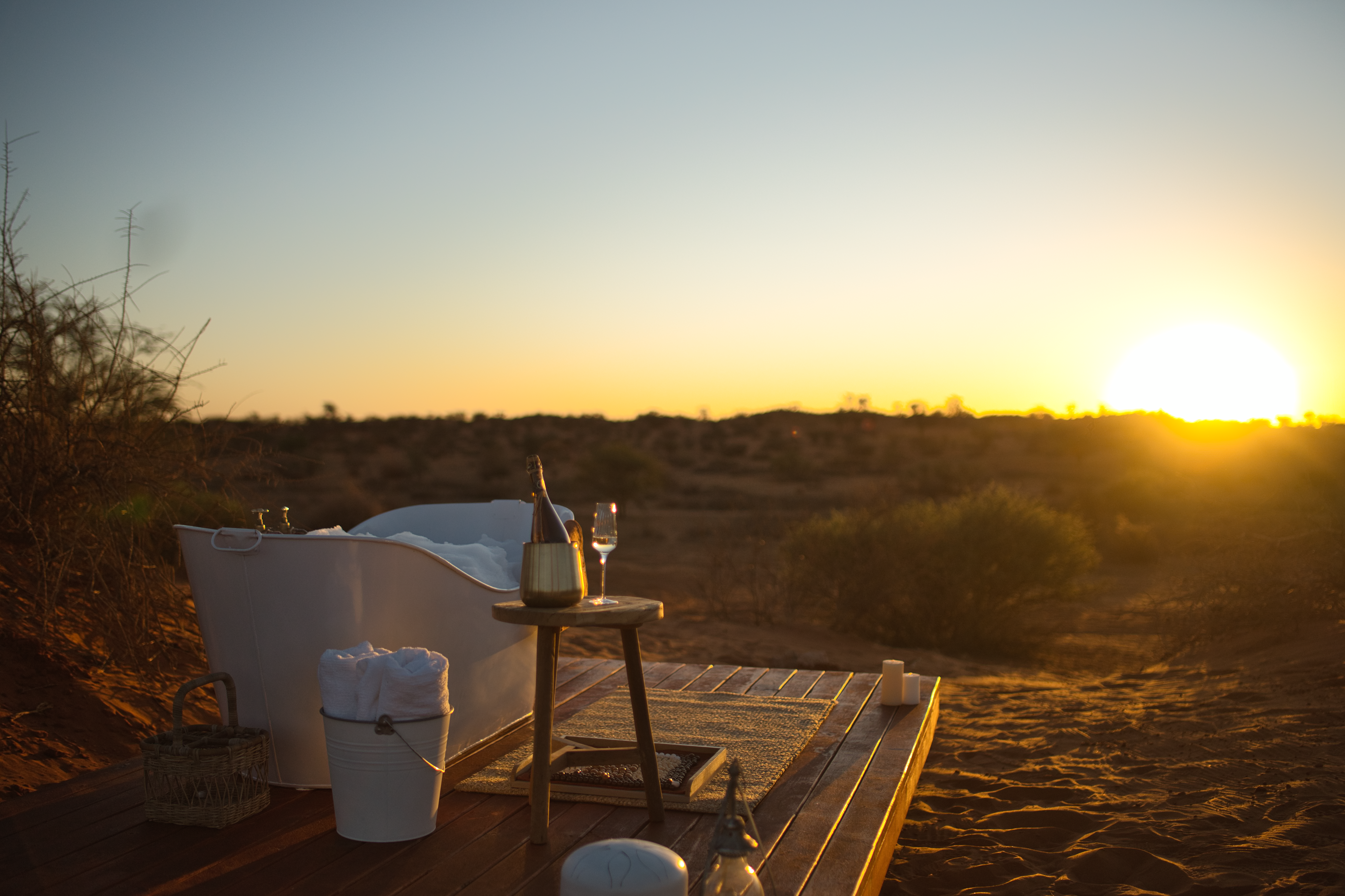 Reverie Kalahari Pod, sunset, Namibia