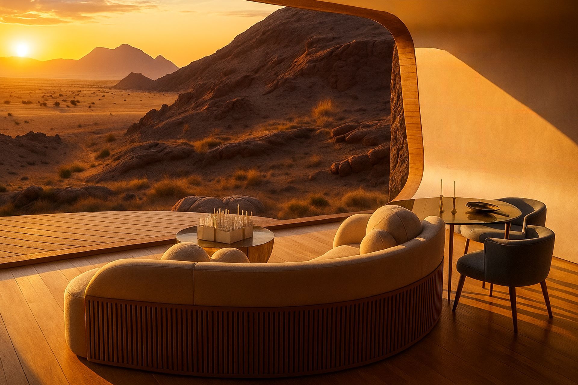 Imagined lounge area in one of the units of the Luna Collection.